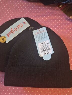 Cat & Jack Black Knit Cuffed Beanies - 2 Pack